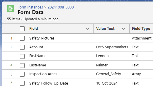 Data shown in Salesforce that was original entered in Forms OnTheMove